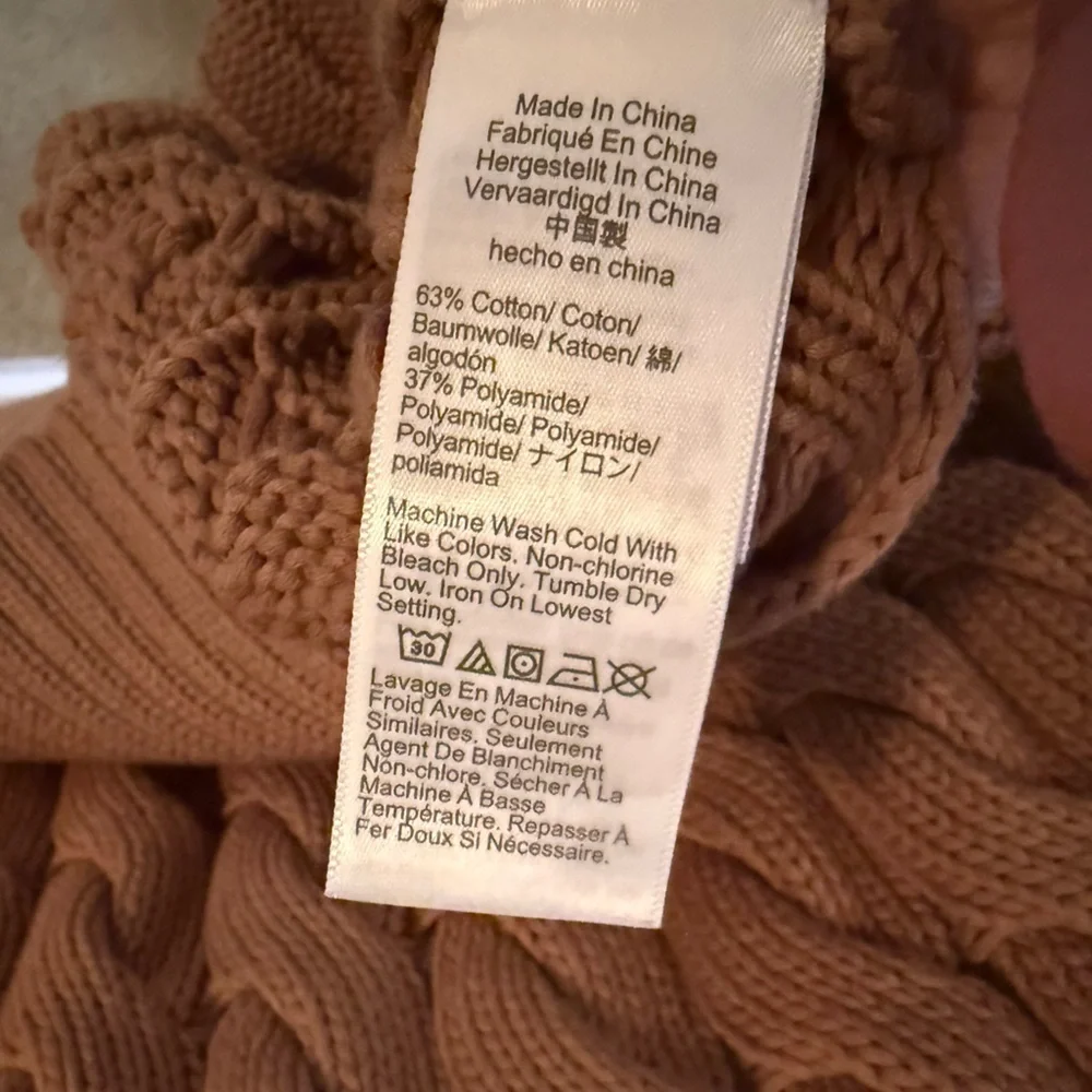 J. Crew Cotton Blend Cable Knit Side Slit Crewneck Sweater size S-M